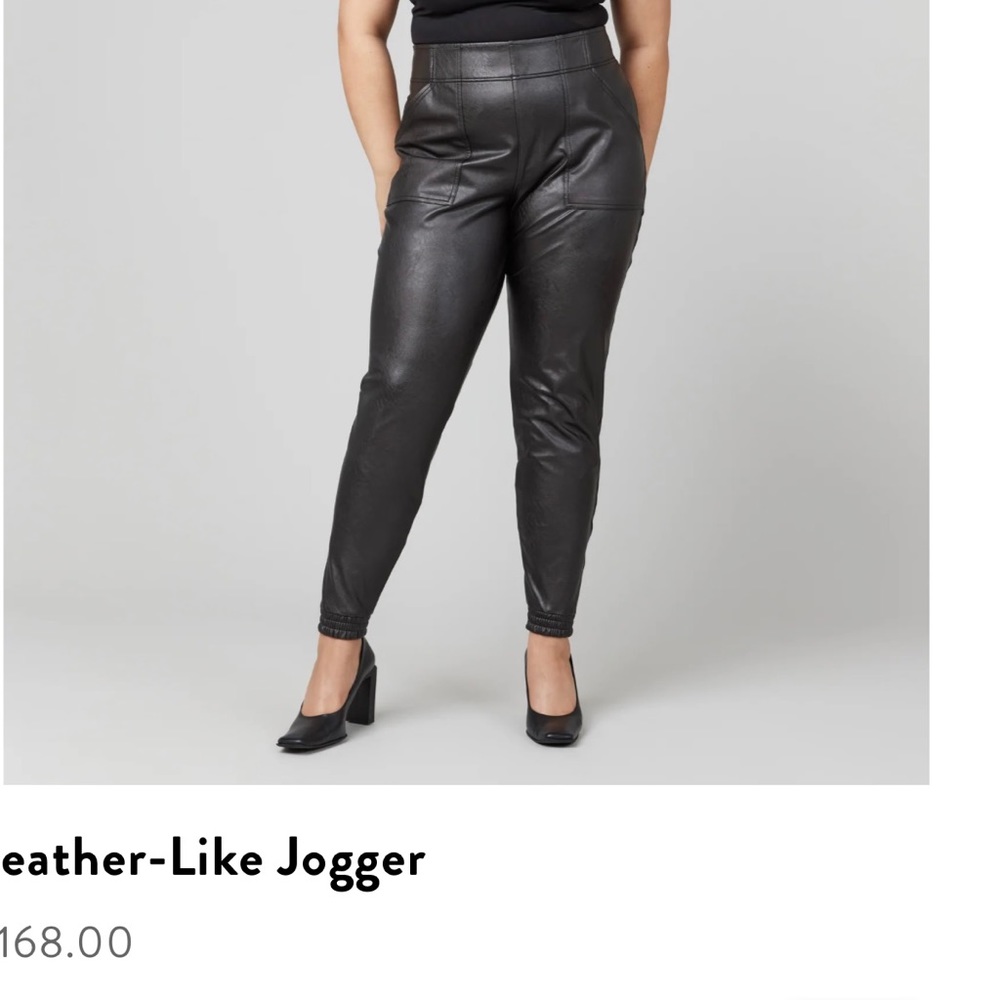 Spanx leather like black joggers new with tags